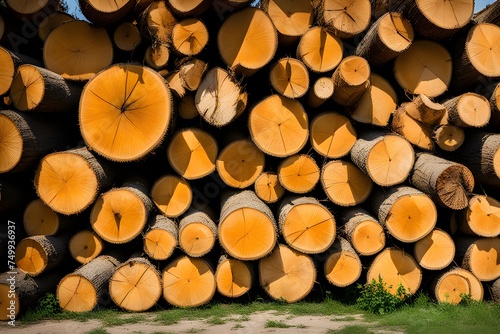 a pile of cut logs of trees