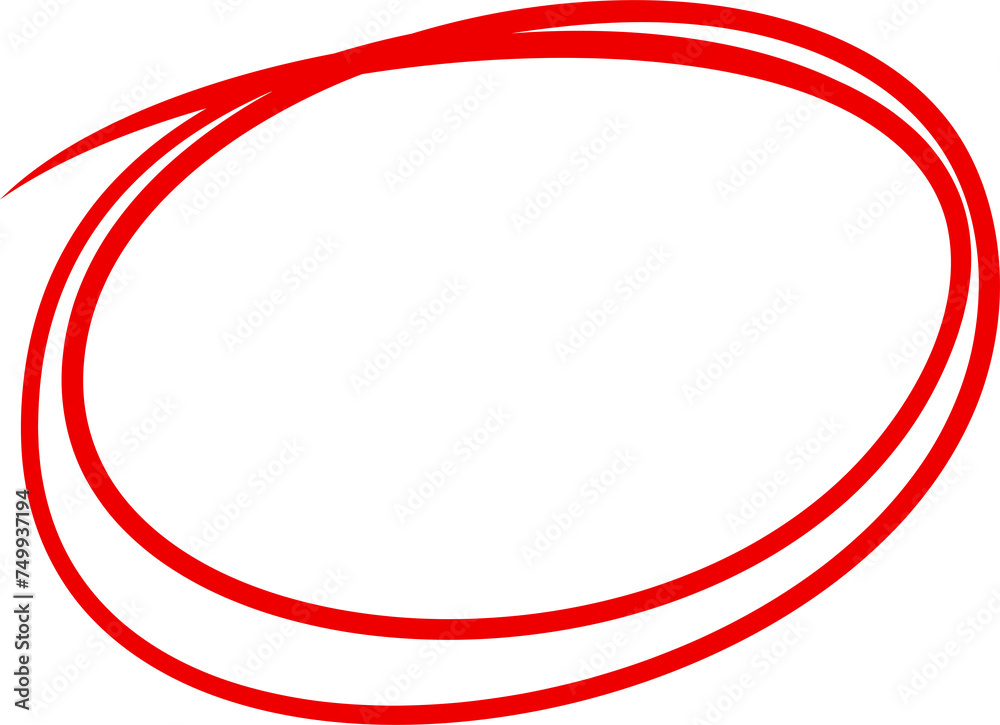 Fototapeta premium Red Hand Drawn Circle Highlight