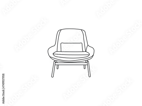 Modern office chair isolated on white background in different positions line graphic icon.