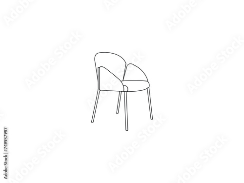 Modern office chair isolated on white background in different positions line graphic icon.