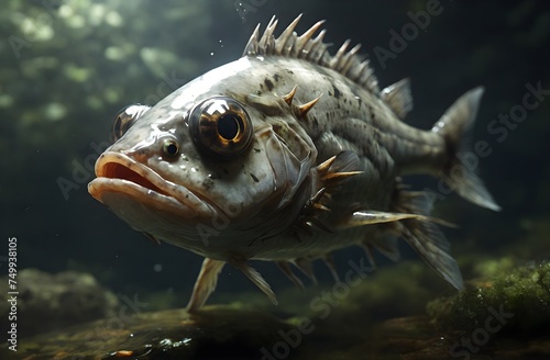 A close up view of a sniper fish, AI generated
