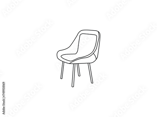 Modern office chair isolated on white background in different positions line graphic icon.