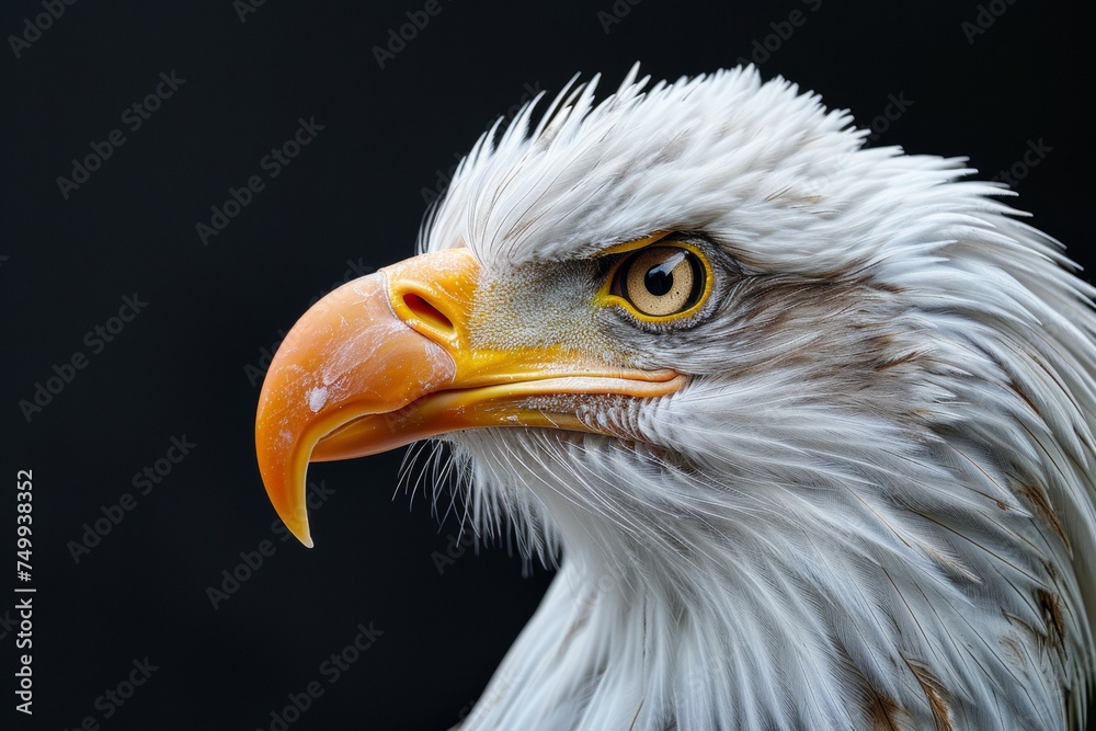 Close up of a eagle on a black Background