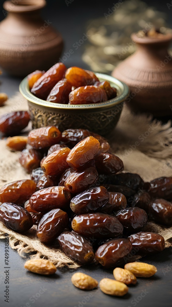 Dried date palm fruits or kurma, Ramadan food Dried date palm fruits or kurma, Ramadan food