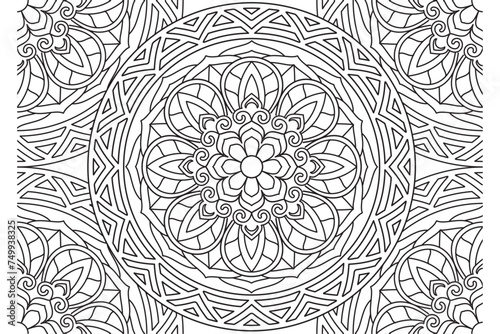Mandala Coloring page for kids and adults Page for relaxation and meditation. Circular pattern. Decorative ornament ethnic oriental style. line art drawing coloring page. Vector 
