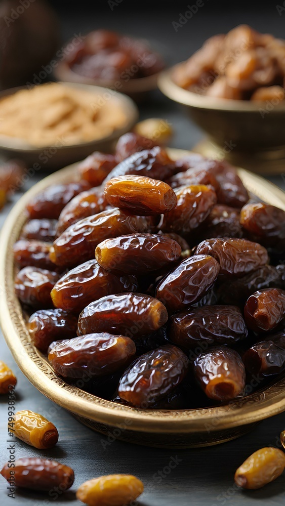 Dried date palm fruits or kurma, Ramadan food Dried date palm fruits or kurma, Ramadan food