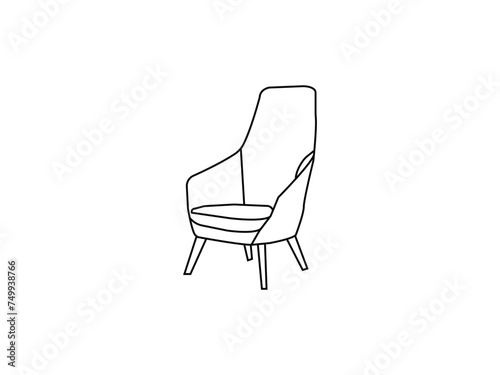 Modern office chair isolated on white background in different positions line graphic icon.