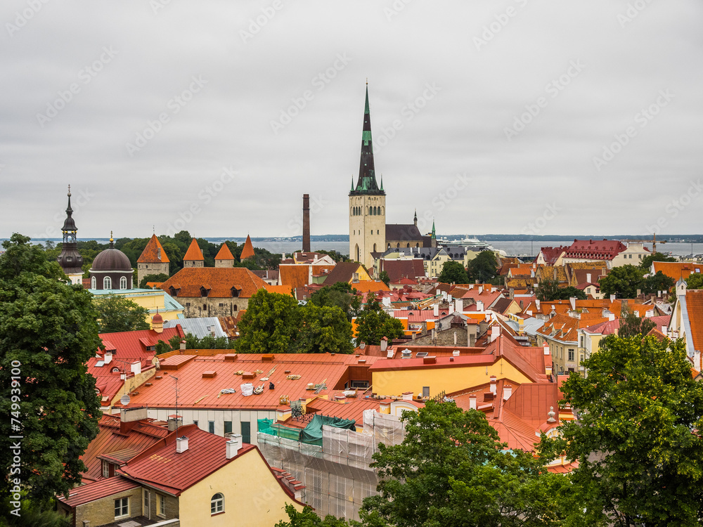 Scenic summer panoramic view of the Old Town in Tallinn, Estonia