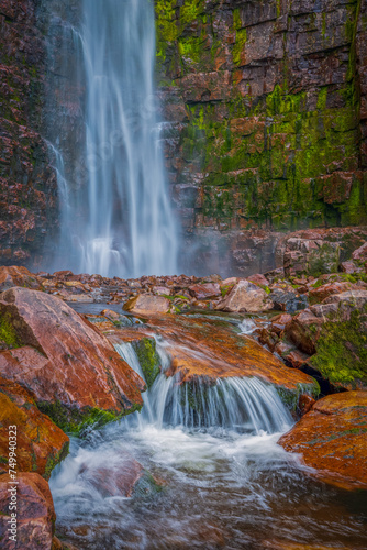 Njupesk  r is a waterfall in northwestern Dalarna  formed by Njup  n in Fulufj  llets nationalpark