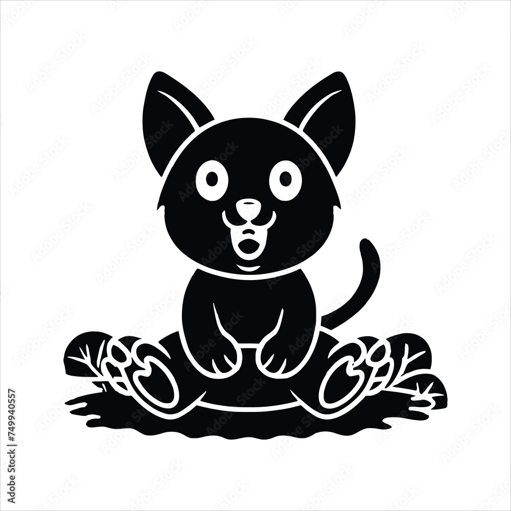 Vector illustration. Silhouettes of black pet animals.