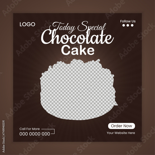 Chocolate cake social media post banner design