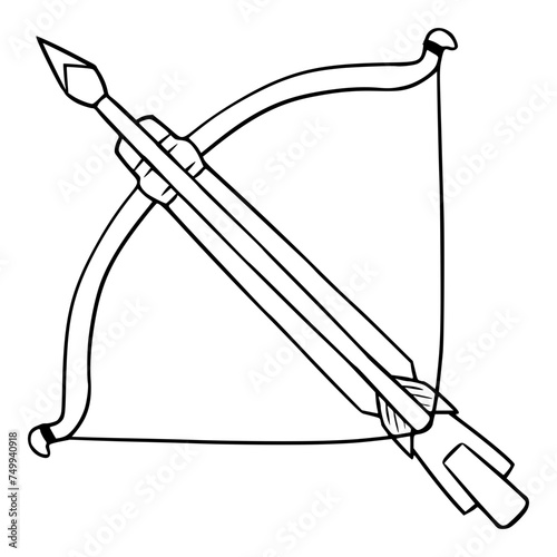 crossbow illustration hand drawn outline isolated vector