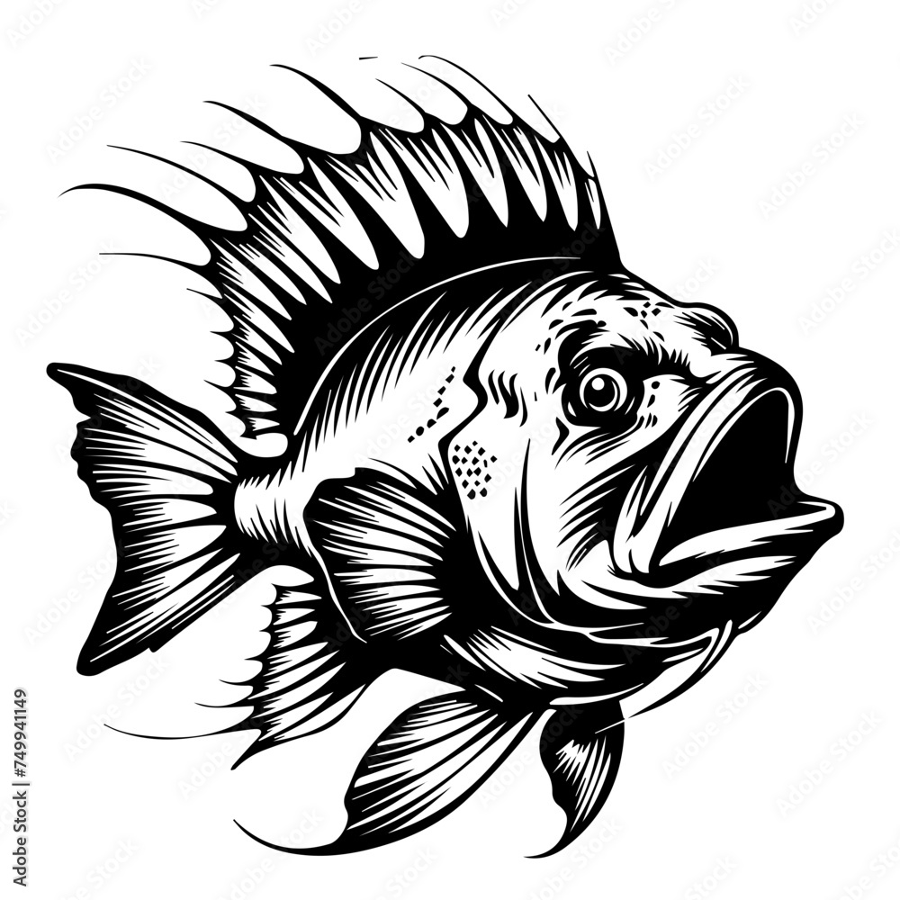 Angler Fish Black Vector
