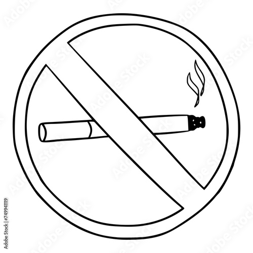 no smoking sign illustration hand drawn outline isolated vector