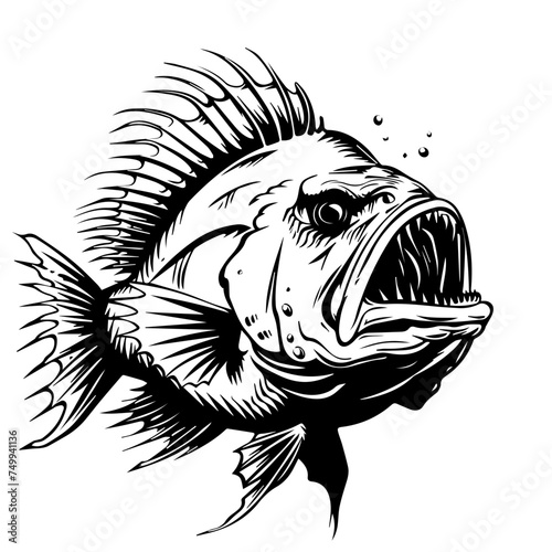 Angler Fish Black Vector
