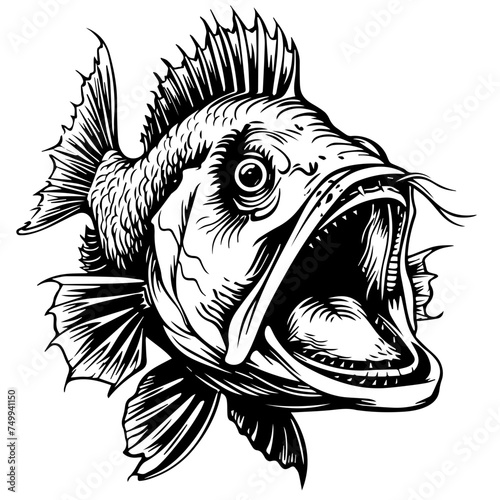 Angler Fish Black Vector
