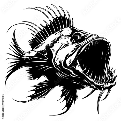 Angler Fish Black Vector
