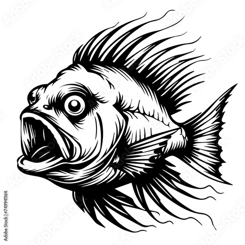Angler Fish Black Vector 