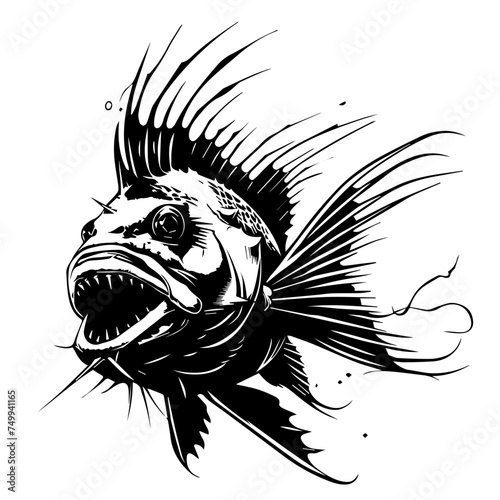 Angler Fish Black Vector
