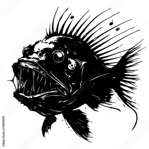 Angler Fish Black Vector
