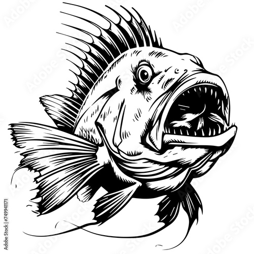 Angler Fish Black Vector
