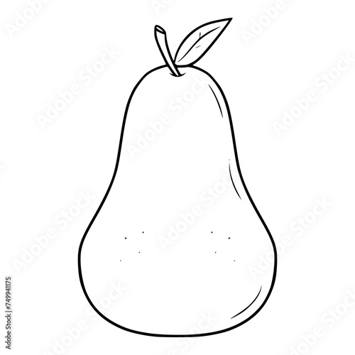 pear illustration hand drawn outline isolated vector