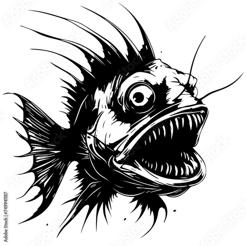Angler Fish Black Vector
