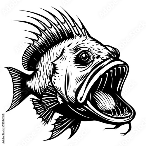 Angler Fish Black Vector
