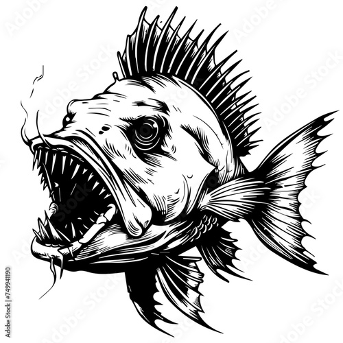 Angler Fish Black Vector
