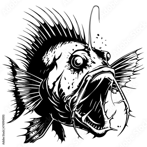 Angler Fish Black Vector
