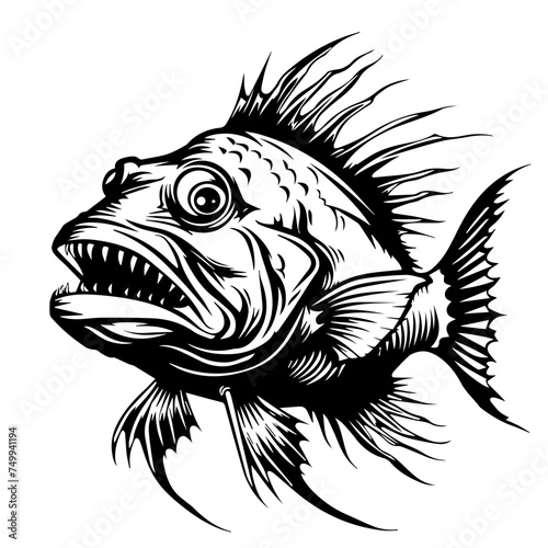 Angler Fish Black Vector
