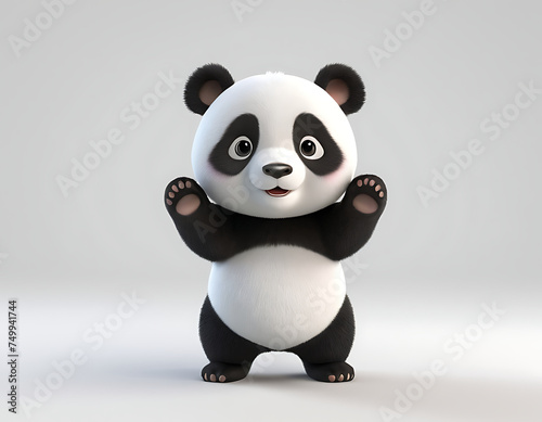 a 3d render of a panda  against a white background