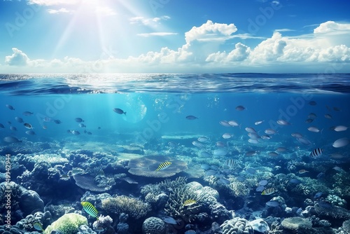 concept of ecological planet with clean air and clean oceans © mirifadapt