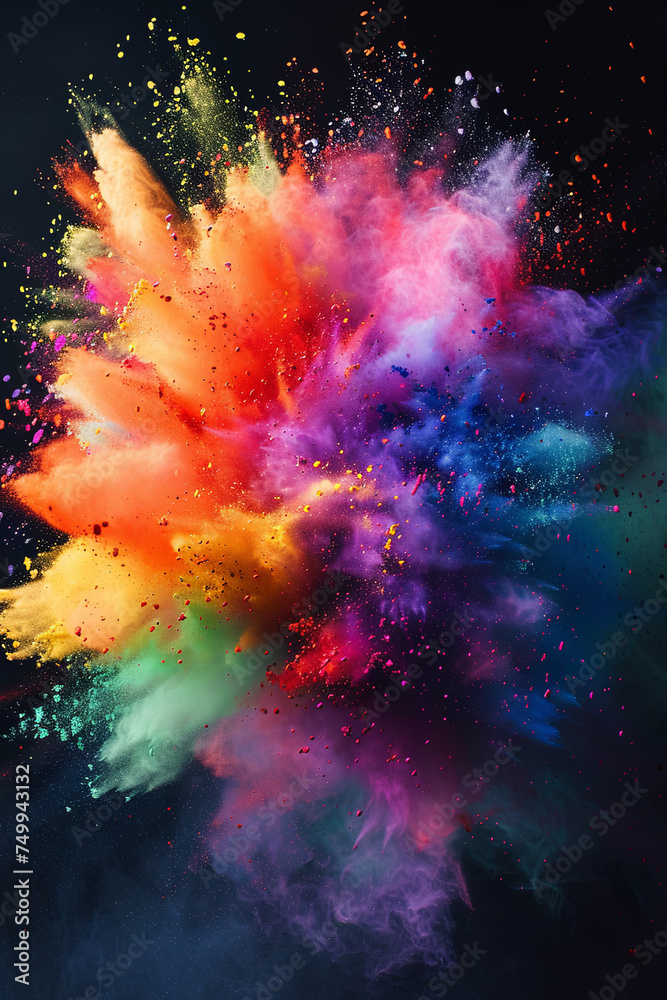 Colorful rainbow holi paint color powder explosion