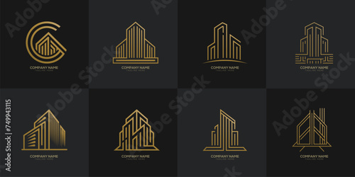 set collection building logo design bundle construction