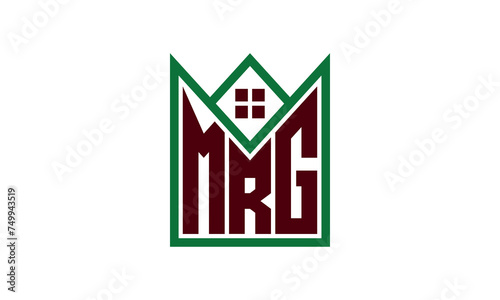 MRG initial letter real estate builders logo design vector. construction, housing, home marker, property, building, apartment, flat, compartment, business, corporate, house rent, rental, commercial photo