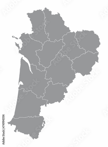 Nouvelle-Aquitaine administrative map photo