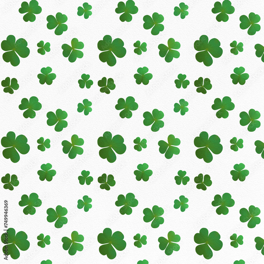 The seamless pattern of green clovers on a white background The seamless pattern of green clovers on a white background