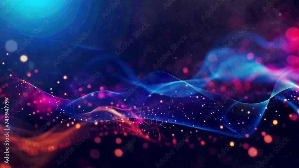 Abstract futuristic background with glowing neon moving wave lines