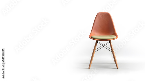 A orange chair stands in the room interior on white background. Generative AI.
