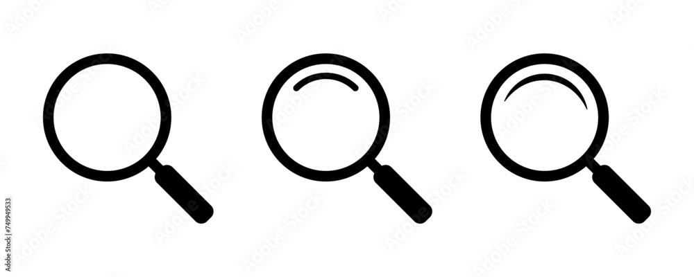 Magnifying glass icon, vector magnifier or loupe sign. Web search icon. - obrazy, fototapety, plakaty 