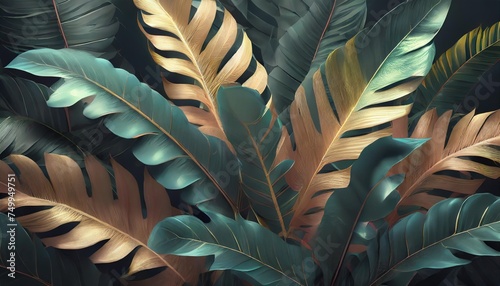 elegant seamless pattern with tropical leaves