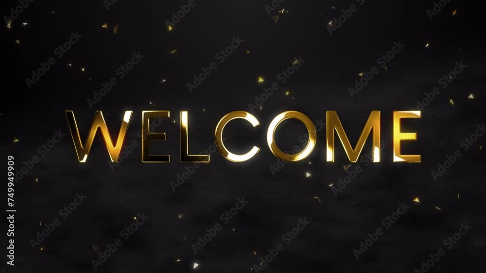 4K Welcome animation text in gold color with Particles 4K Welcome animation text in gold color with Particles
