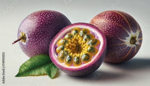 passion fruit passiflora edulis isolated on white background photo