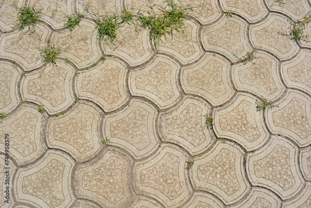Road tiles in gray with shallow green grass. Road tiles in gray with shallow green grass.