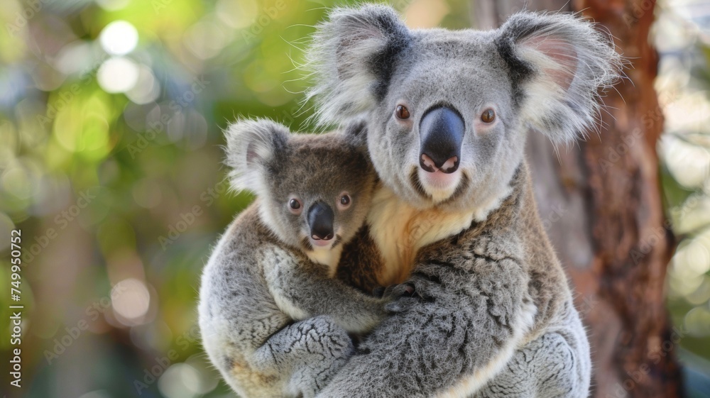Fototapeta premium Mother koala with cubs