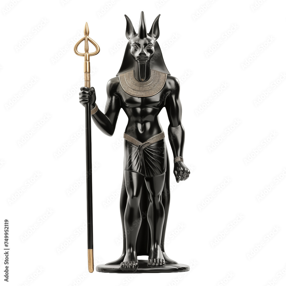 Statuette of Anubis - God of Death Isolated on White Background and transparent background. Ideal for use in advertising. Generative ai Statuette of Anubis - God of Death Isolated on White Background and transparent background. Ideal for use in advertising. Generative ai