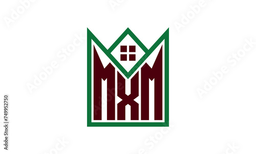 MXM initial letter real estate builders logo design vector. construction, housing, home marker, property, building, apartment, flat, compartment, business, corporate, house rent, rental, commercial