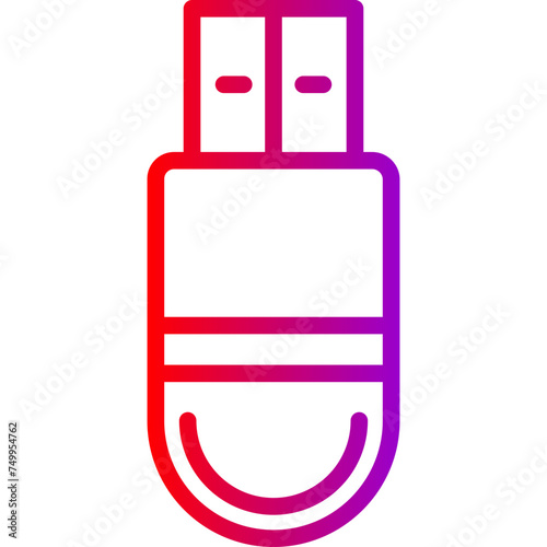 Usb Vector Line Gradient Icon photo