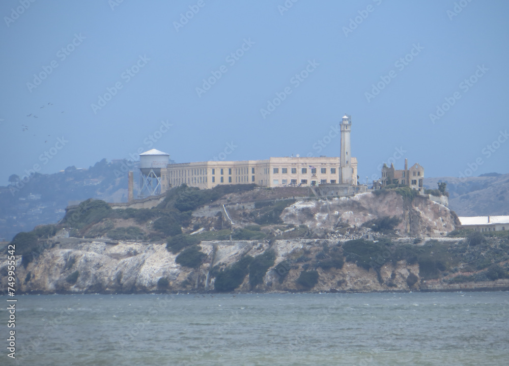 Alcatraz Island viewed from PIER 39 in San Francisco, California, USA.